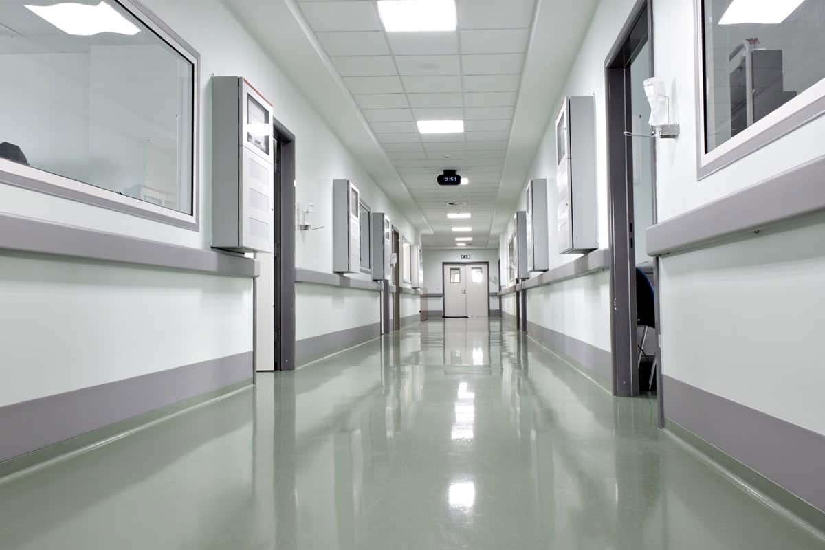 hospital corridor. Space in the ICU unit in the morning.