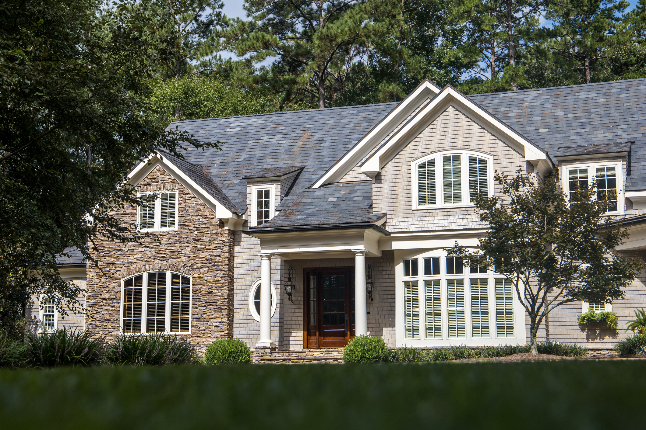 Front view of large estate home in the south